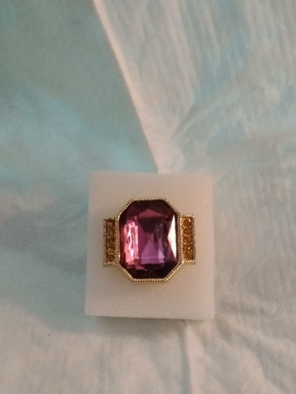 QVC Large Pink Crystal Statement Ring Size 9